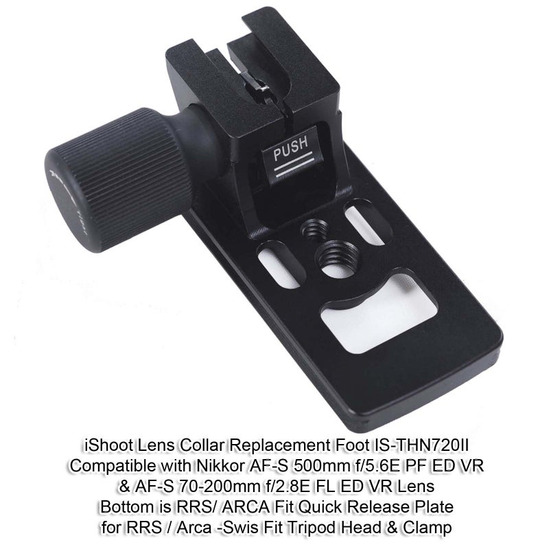 iShoot Lens Collar Replacement Foot Tripod Mount Ring Base Compatible with Nikon AF-S 70-200mm f/2.8E FL ED VR, AF-S 500mm f/5.6E PF ED VR, Quick Release Plate for Arca-Swiss Fit Tripod Head Clamp - Image 2